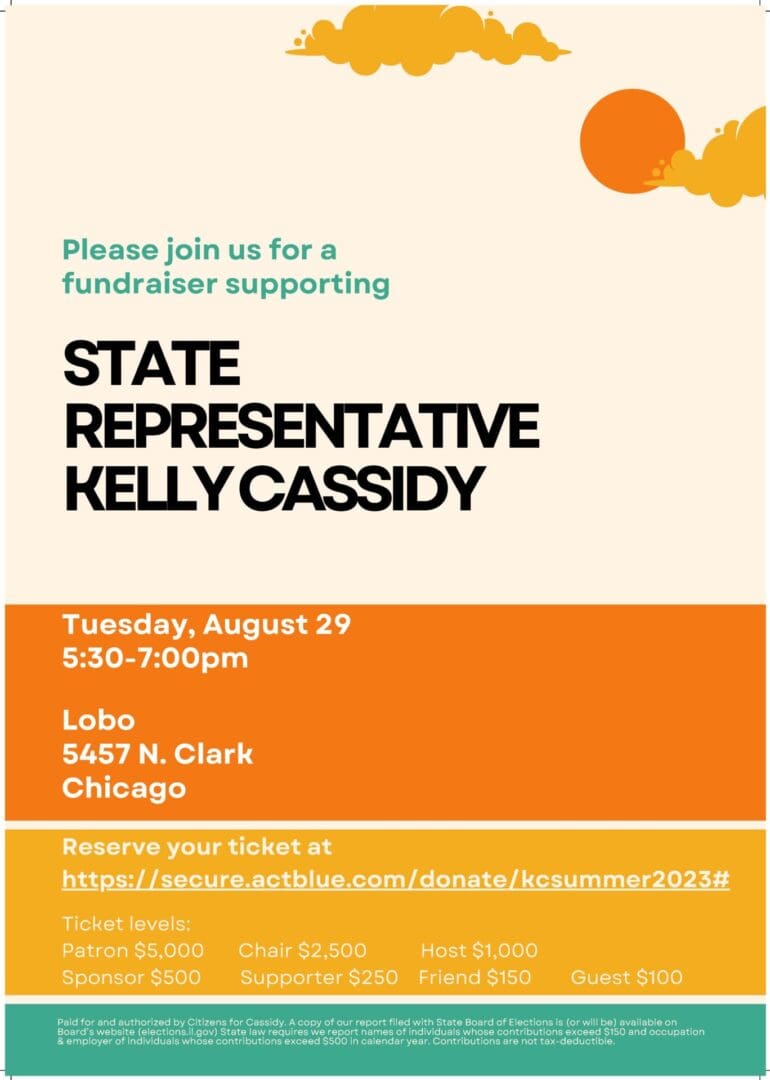 Support a strong voice for LGBTQ+ and women's rights! Join Rep. Kelly Cassidy at Lobo on August 29. Reserve your tickets or become a sponsor today.