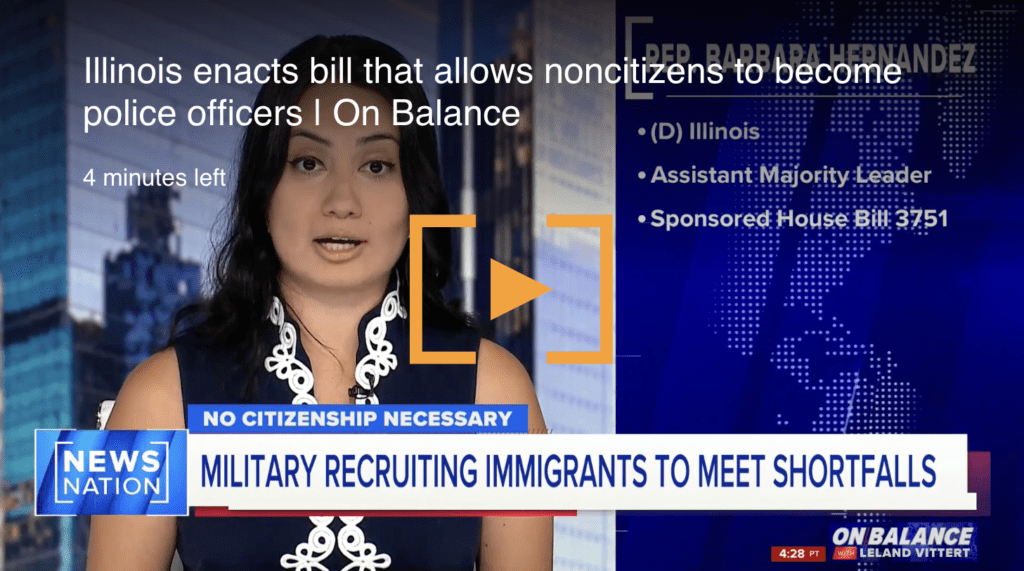 Leader Barbara Hernandez was recently on News Nation to dispel the myths regarding a new bill she co-sponsored which allows eligible individuals to apply to become police officers in Illinois.