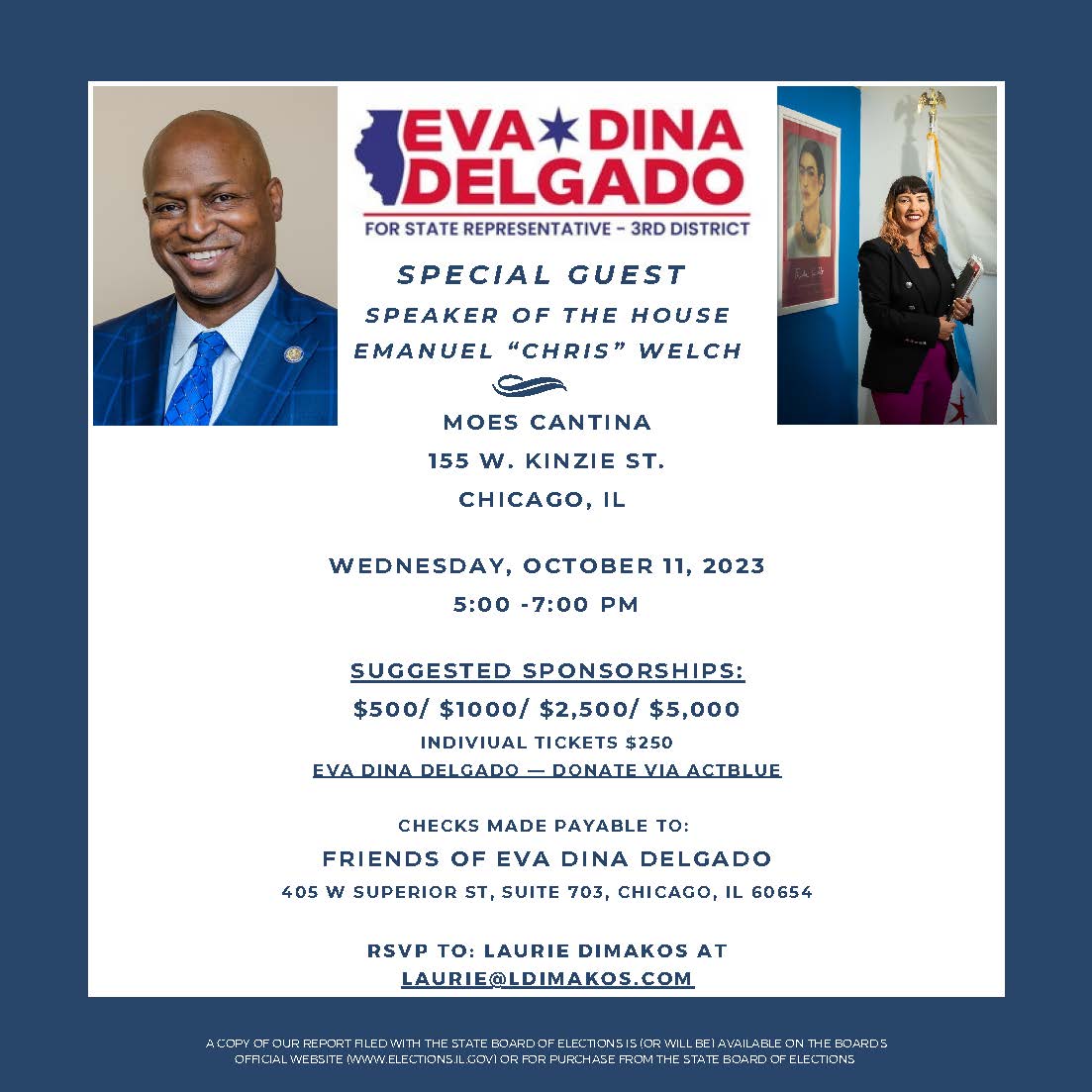 Rep. Eva-Dina Delgado and Speaker Emanuel "Chris" Welch will be at Moe's Cantina on Wednesday, October 11. Be there or be square! 🟦 To RSVP, contact Laurie Dimakis at laurie@ldimakis.com. Purchase tickets online today.