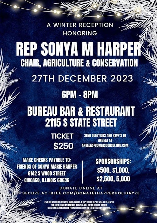 Celebrate the holidays with Rep. Sonya Harper at a magical Winter Reception on Wednesday, December 27th! RSVP today at angela@bowersconsulting.com. Purchase your tickets online today.