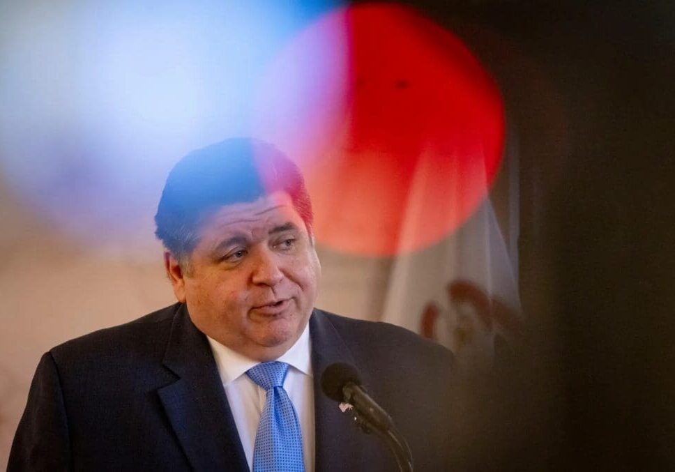 Gov. J.B. Pritzker speaks about new maternal health initiatives at the future Chicago South Side Birth Center on Feb. 26, 2024, in South Chicago. (Brian Cassella/Chicago Tribune)